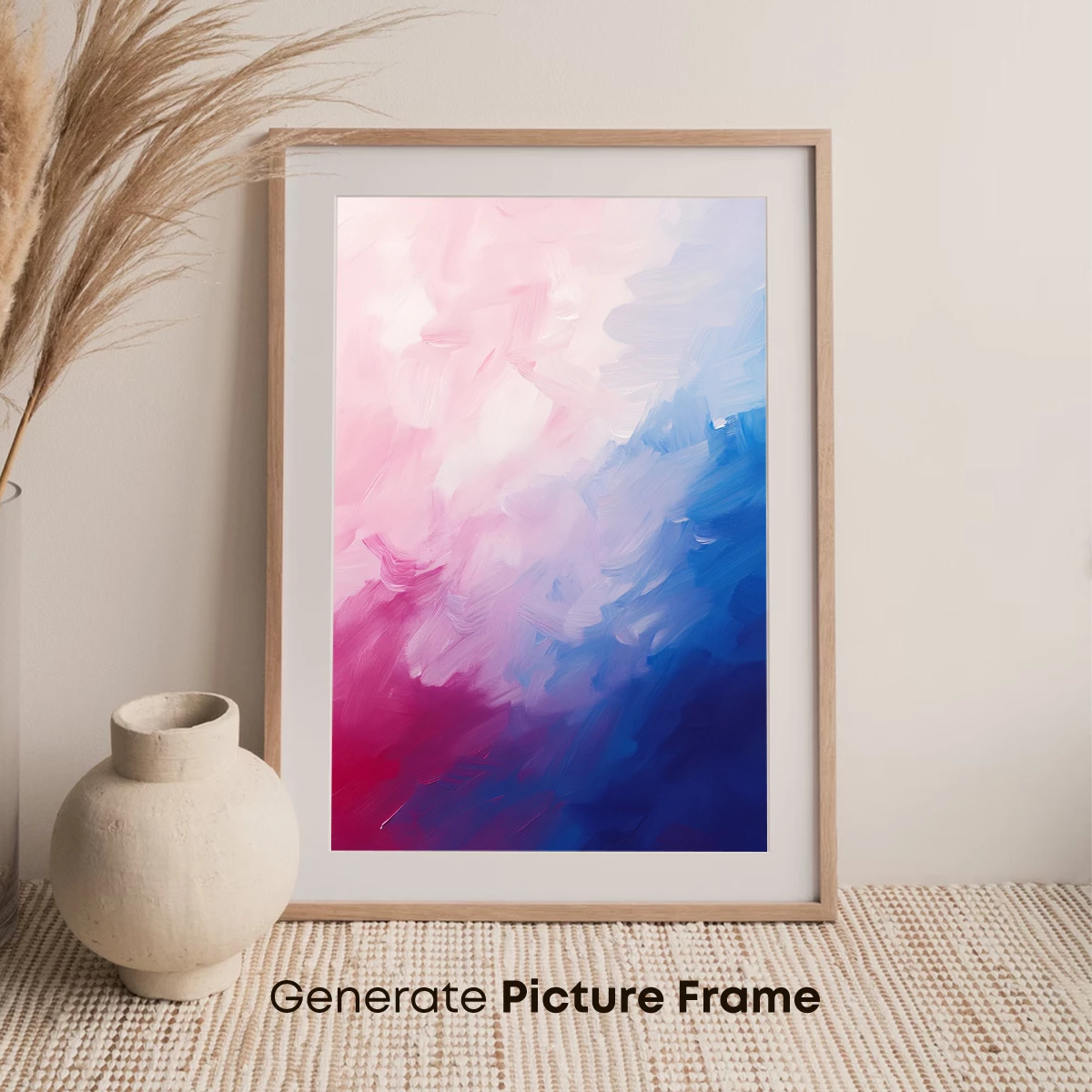 Abstract Brushstroke Symphony: Pink and Blue Fusion - Image 7