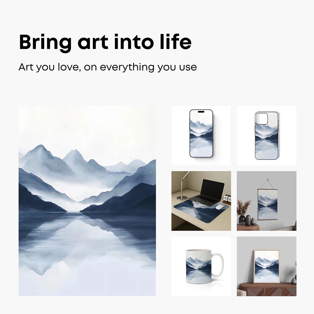 Misty Mountain Reflections: Zen Watercolor Serenity - Image 2