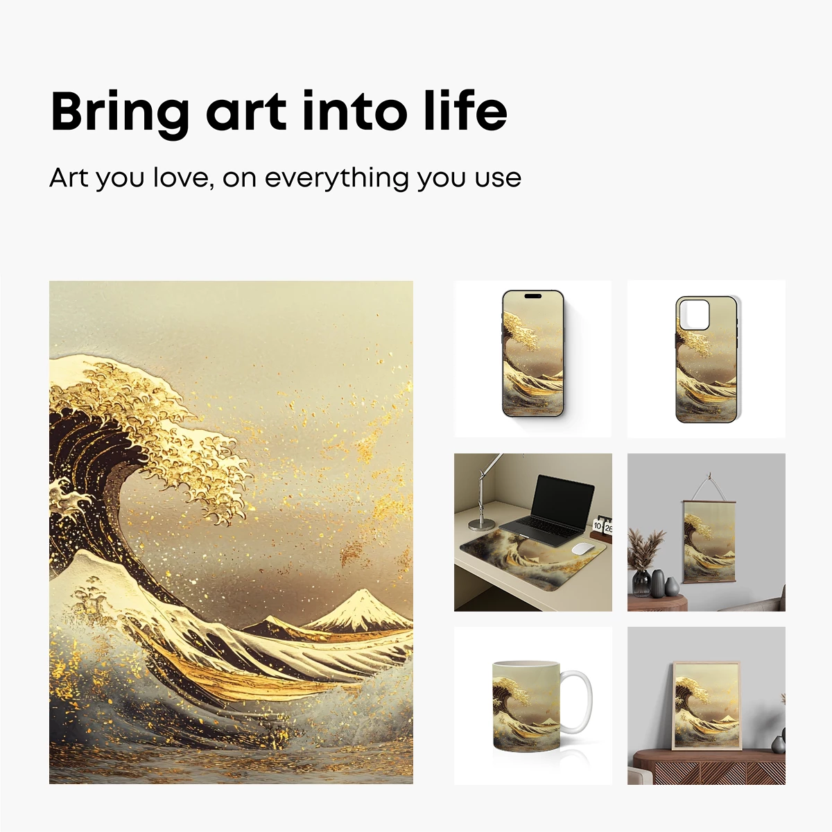 Golden Hokusai Wave: Fusion of Tradition and Modernity - Image 2