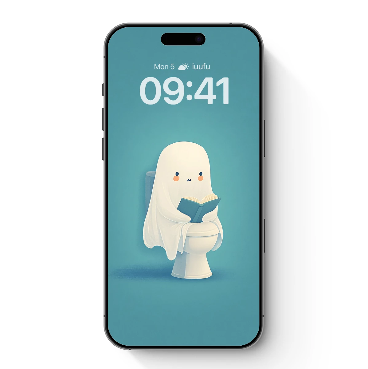 Ghostly Reader in Toilet: Quirky Cartoon Charm Ghostly Reader in Toilet: Quirky Cartoon Charm