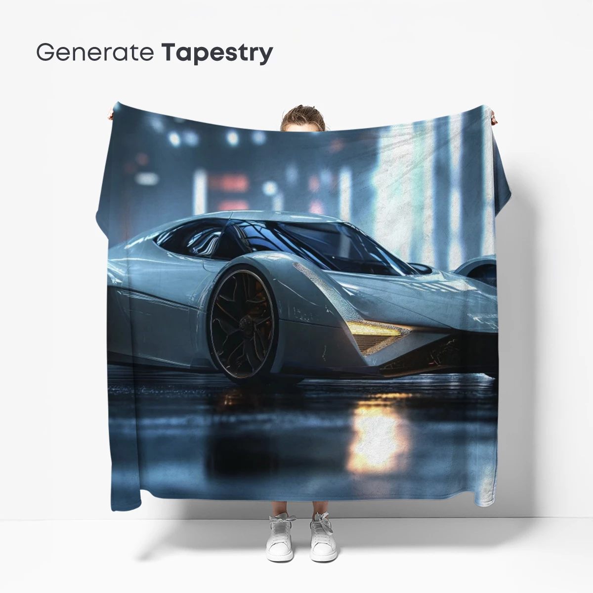 Futuristic Supercar in Neon Rain - Image 5