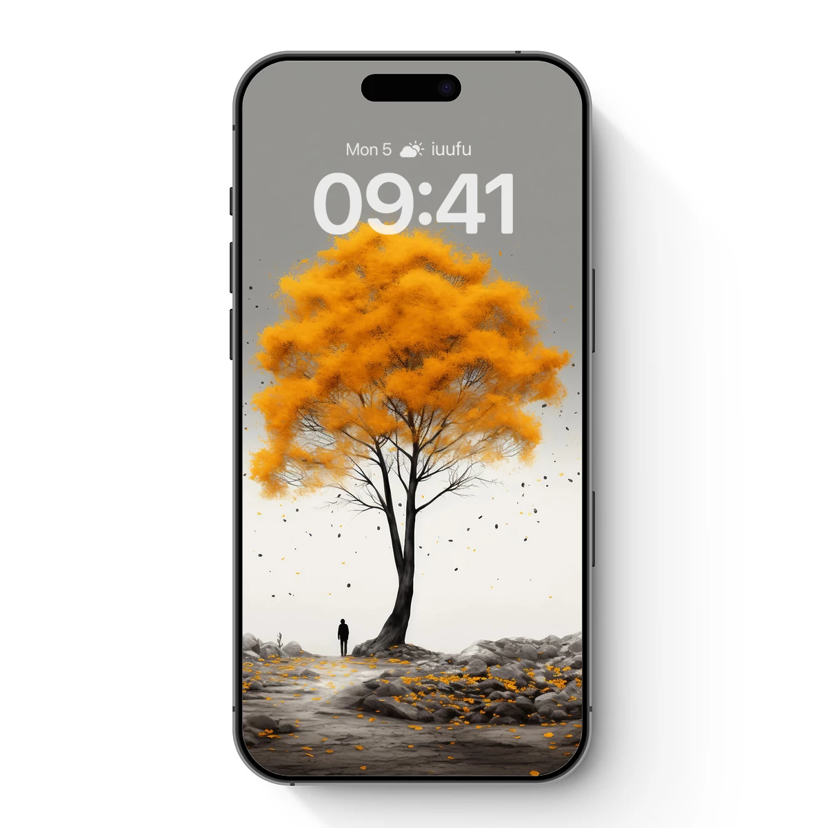 Autumn Solitude: Golden Tree in Misty Silence