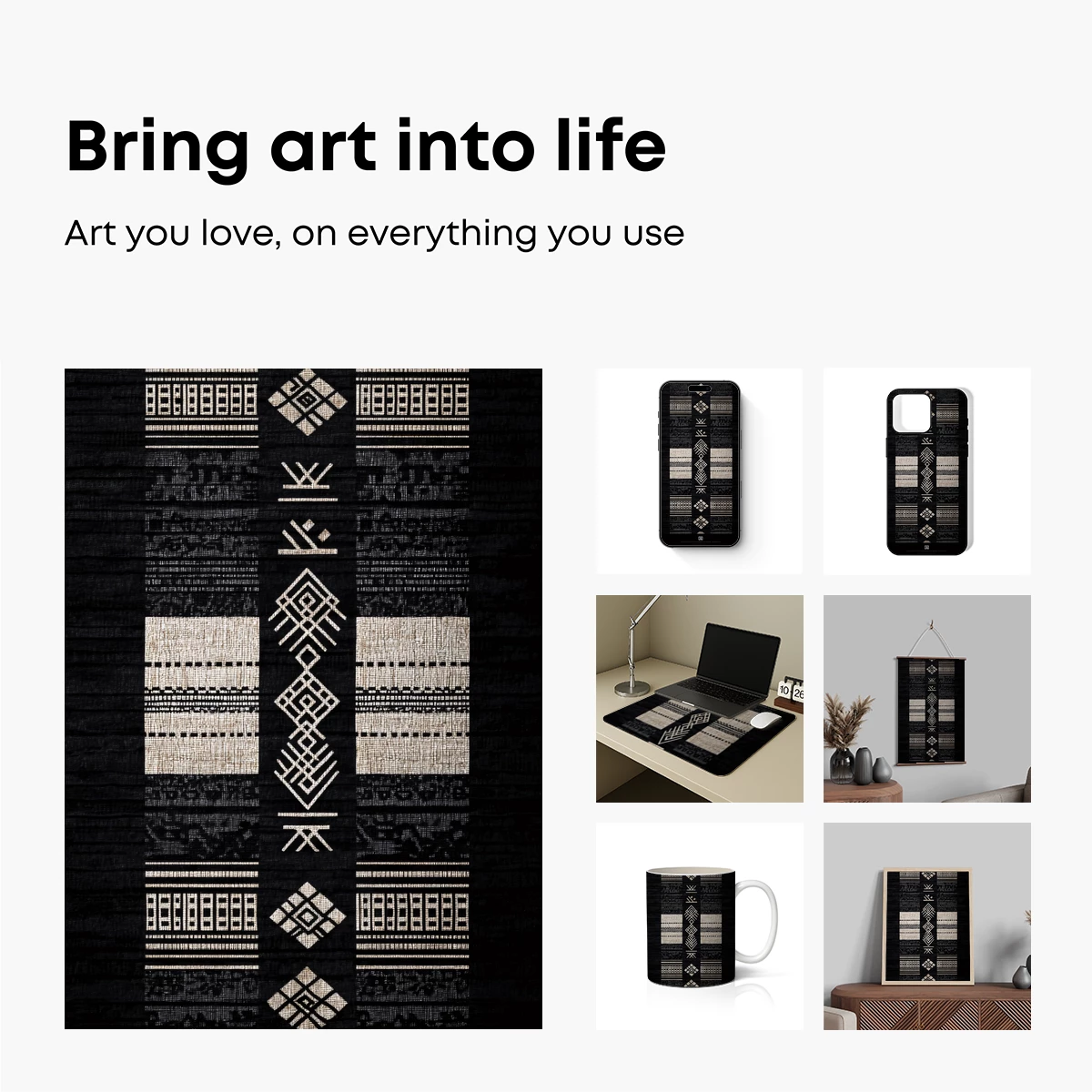 Geometric Tribal Odyssey: Monochrome Symmetry - Image 2