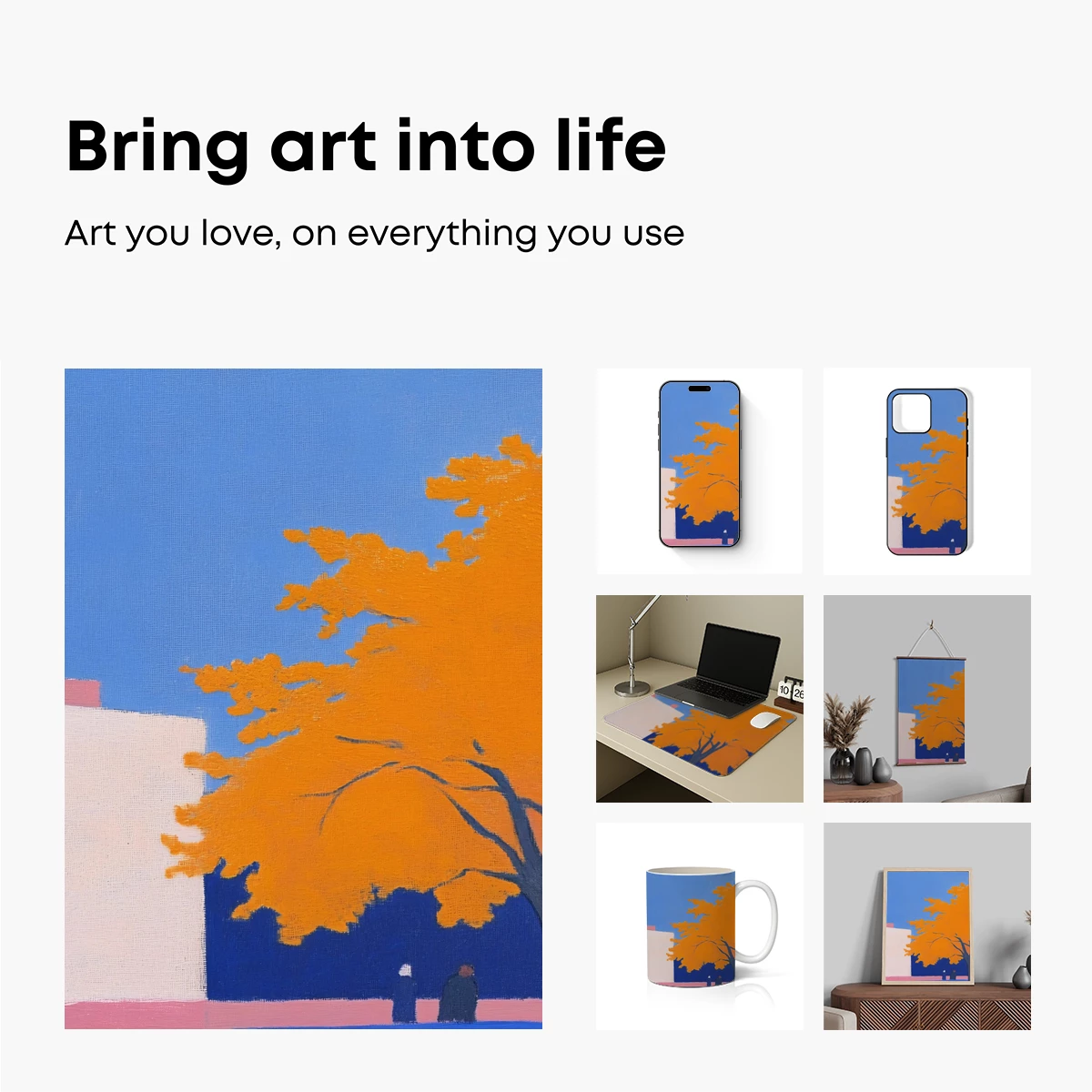 Autumn Blaze: Modernist Tree Against Serene Sky - Image 2