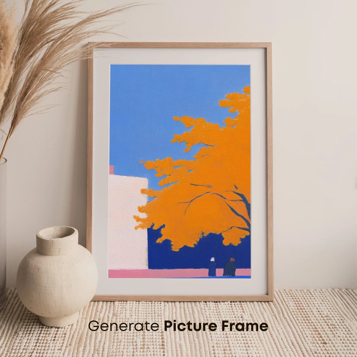 Autumn Blaze: Modernist Tree Against Serene Sky - Image 7