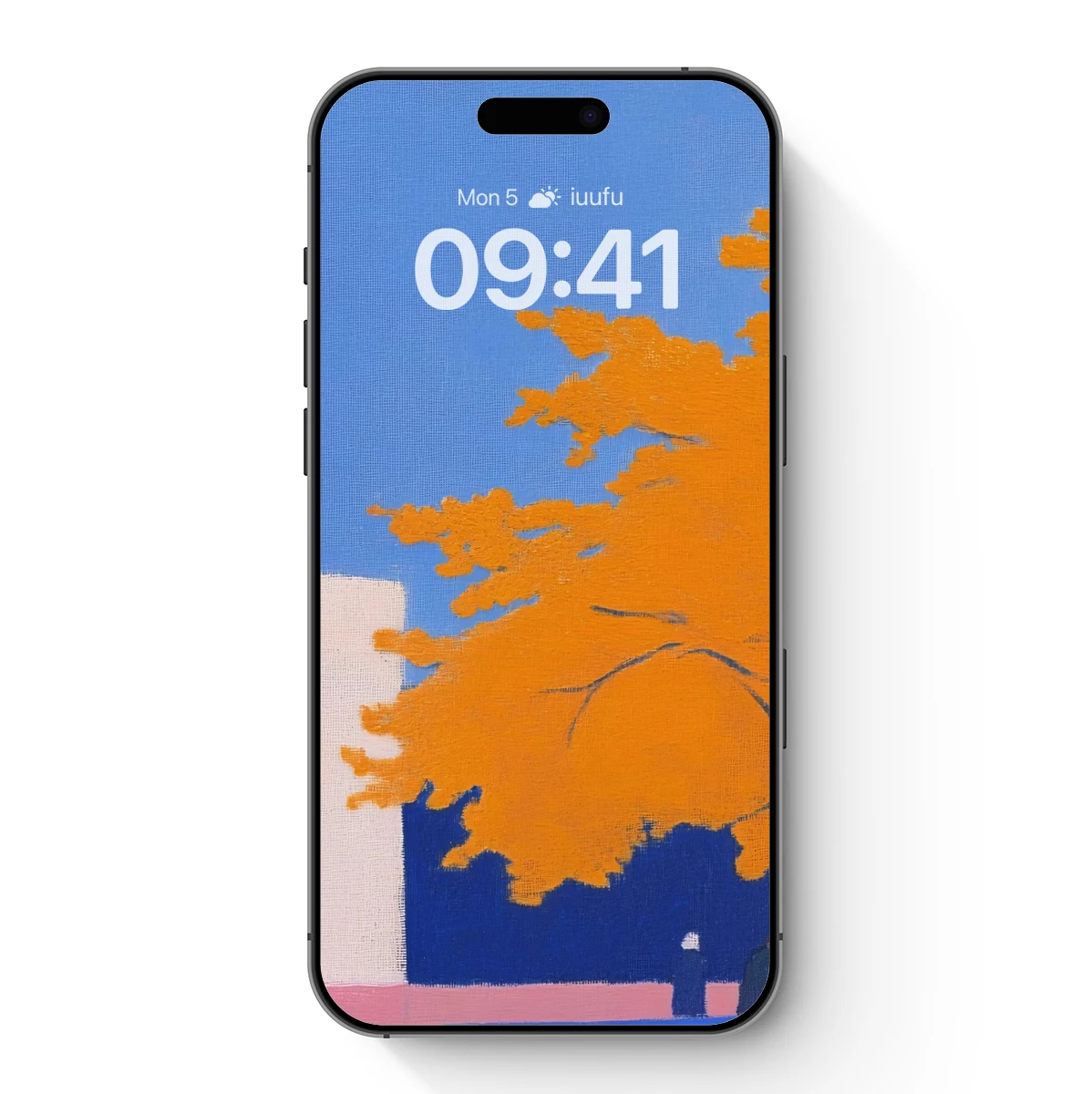 Autumn Blaze: Modernist Tree Against Serene Sky