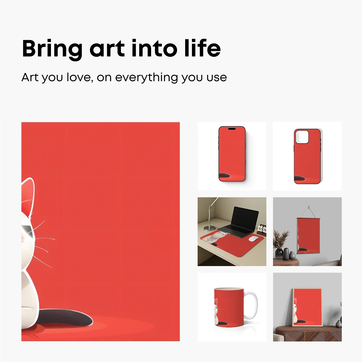 Chubby Cat Bliss: Kawaii Charm on Red - Image 2