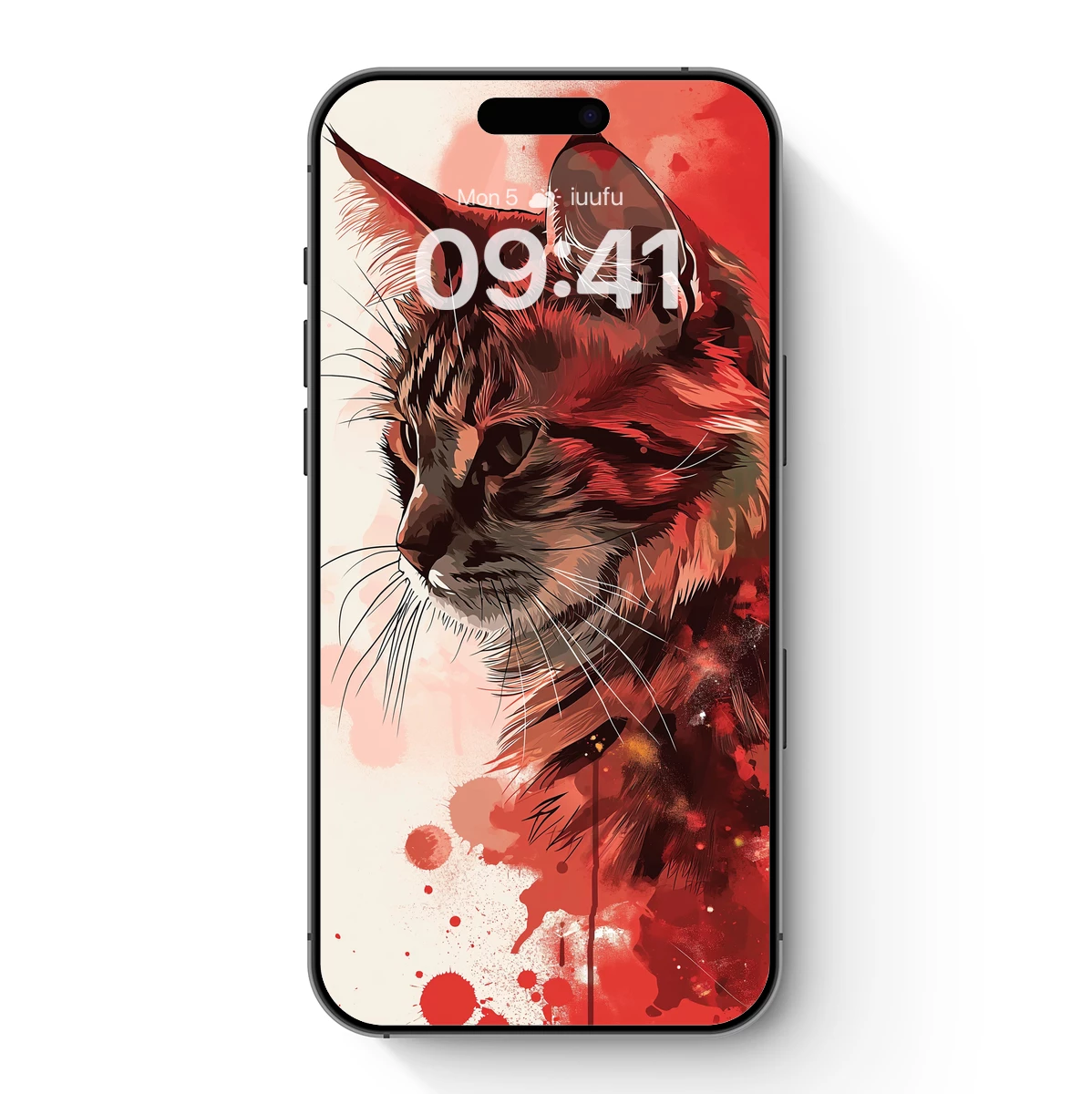 Feline Fury: Abstract Red Splash Art