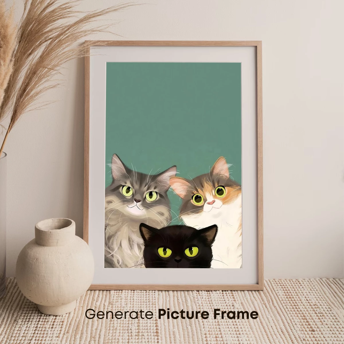 Feline Trio: Whimsical Cats with Glowing Eyes - Image 7