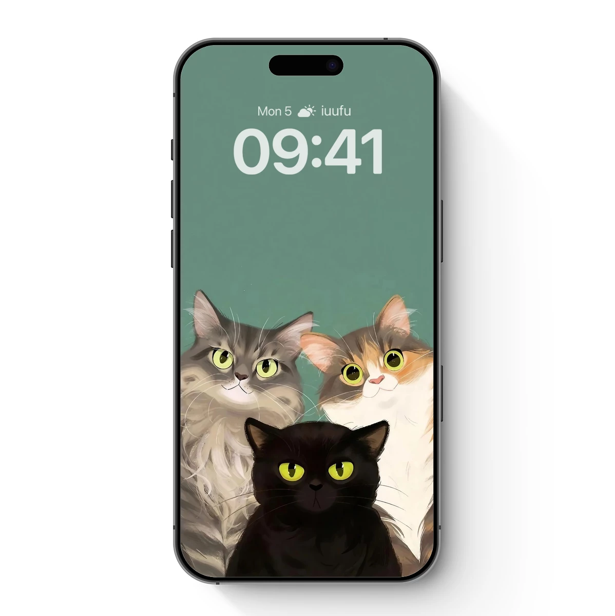 Feline Trio: Whimsical Cats with Glowing Eyes