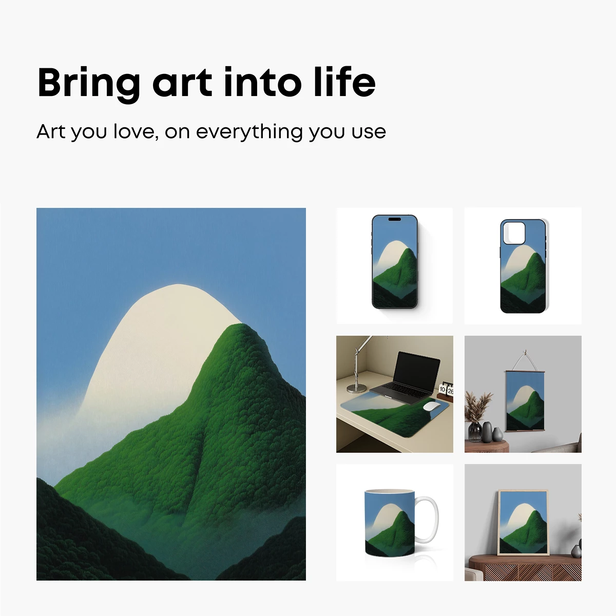 Eternal Green Peaks: A Modern Zen Landscape - Image 2