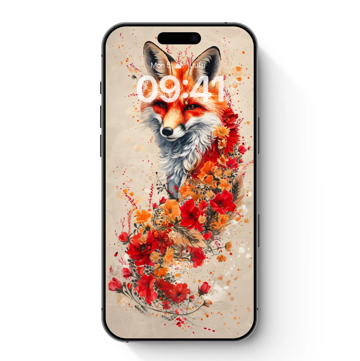 Fox in Floral Embrace: Vibrant Artistry