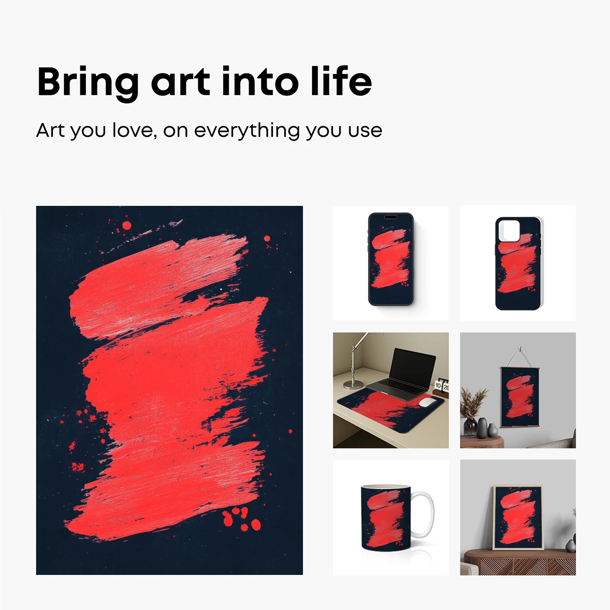 Bold Brushstrokes in Crimson: Abstract Artistry