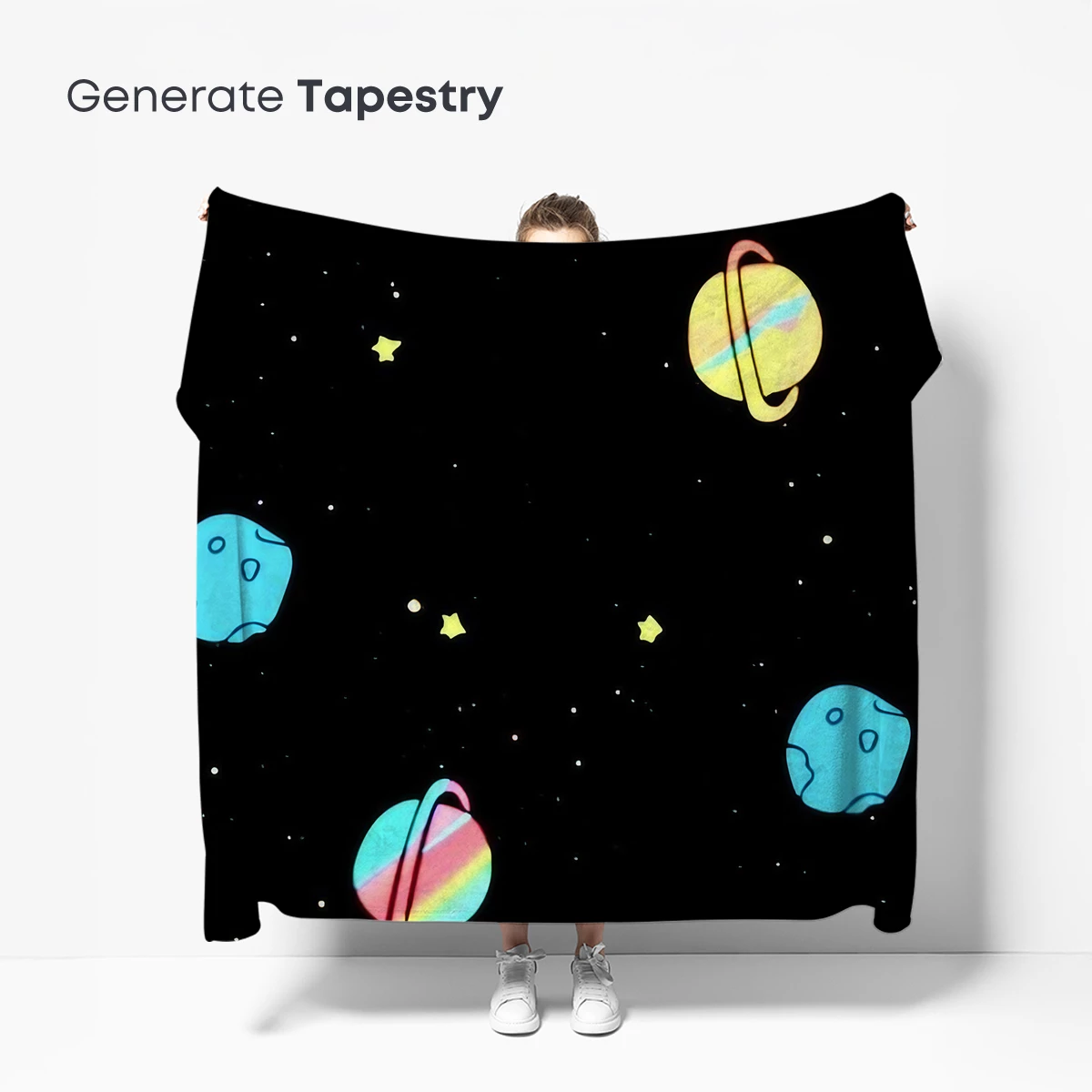 Cosmic Carnival: Neon Planets in Playful Orbit - Image 5