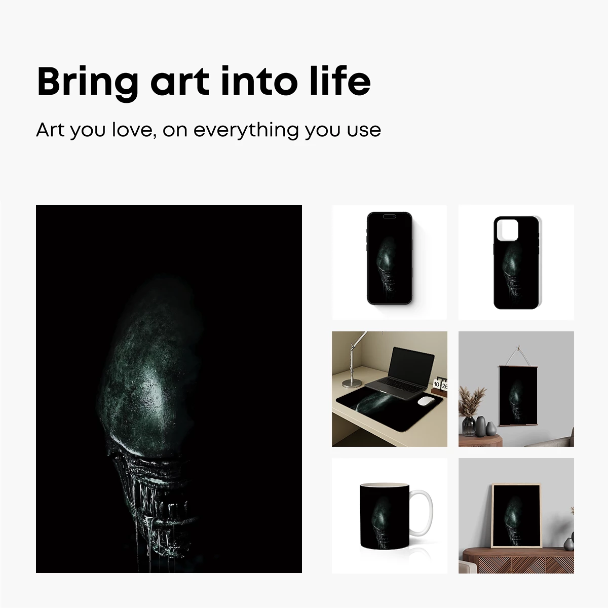 Alien Elegance: Dark, Sleek Horror Icon - Image 2