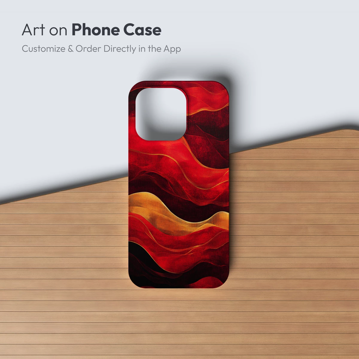 Crimson Waves: Abstract Elegance in Red and Gold - Image 2