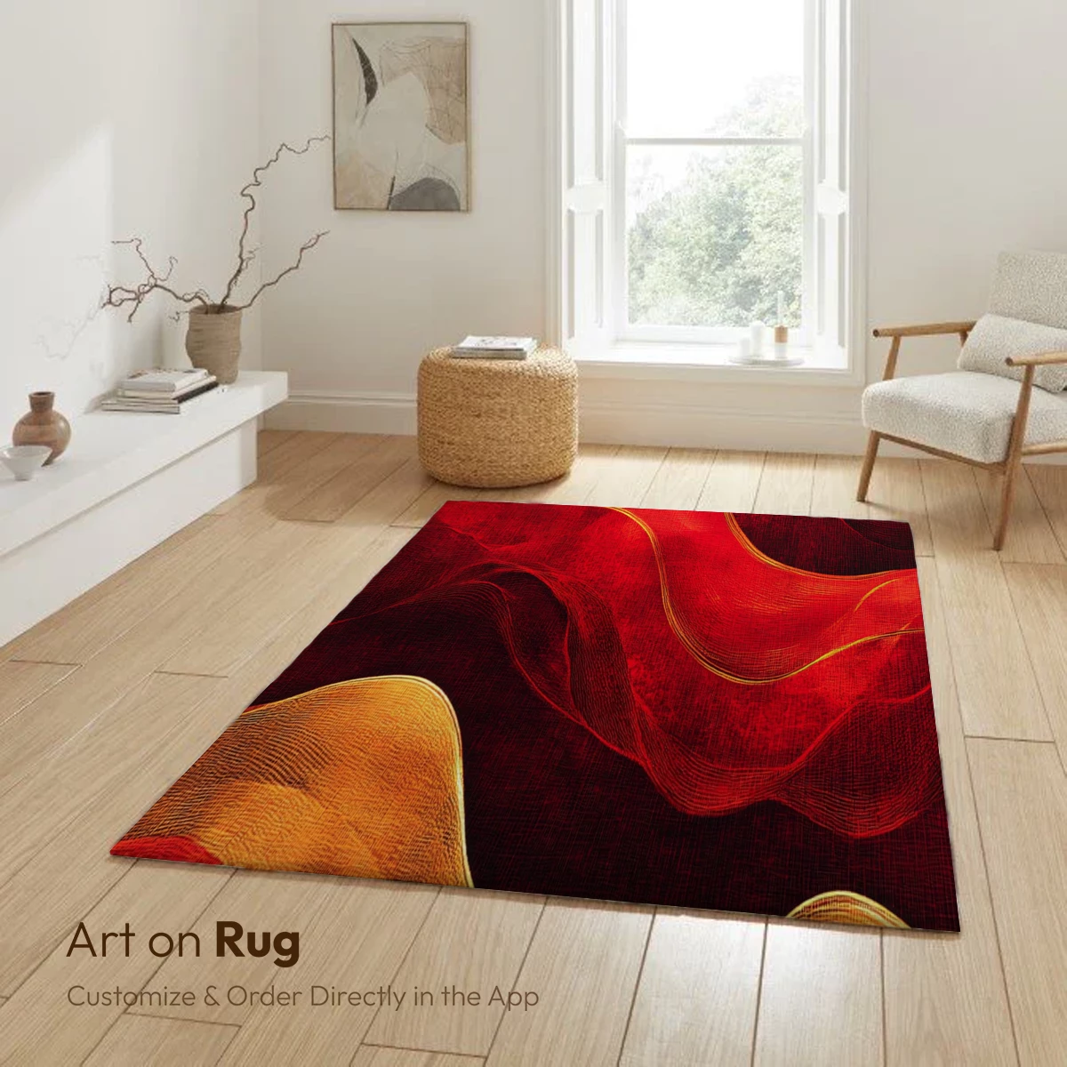 Crimson Waves: Abstract Elegance in Red and Gold - Image 5