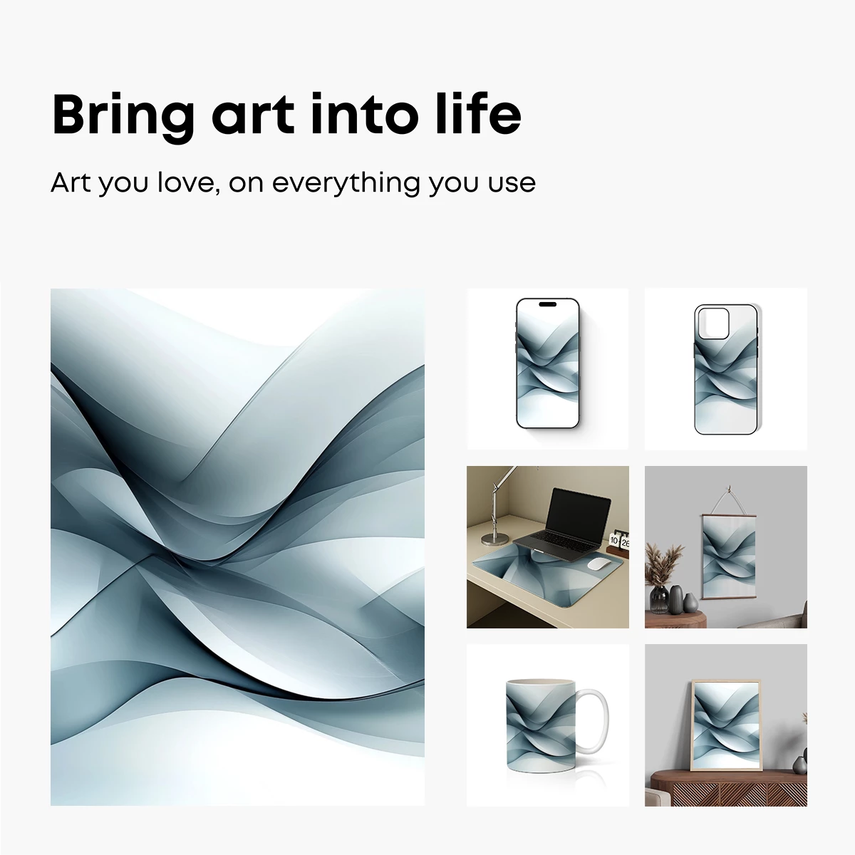 Elegant Gray Waves: Abstract Fluidity - Image 2