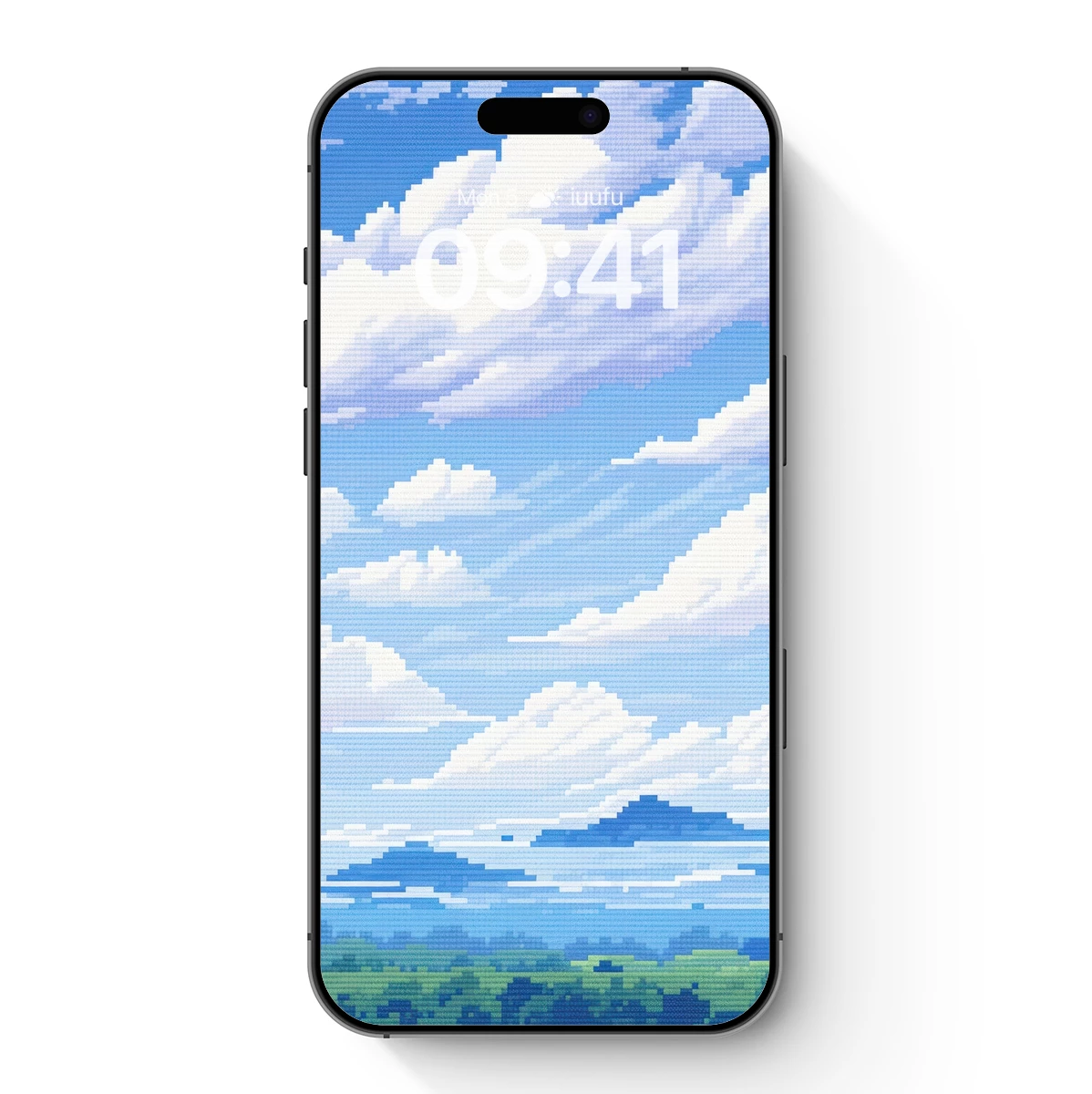 Pixelated Sky Odyssey: Clouds and Mountains