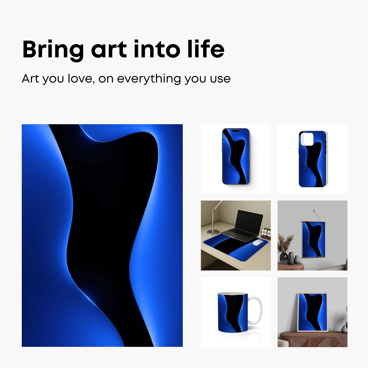 Blue Abyss: Abstract Curves in Neon Glow - Image 2