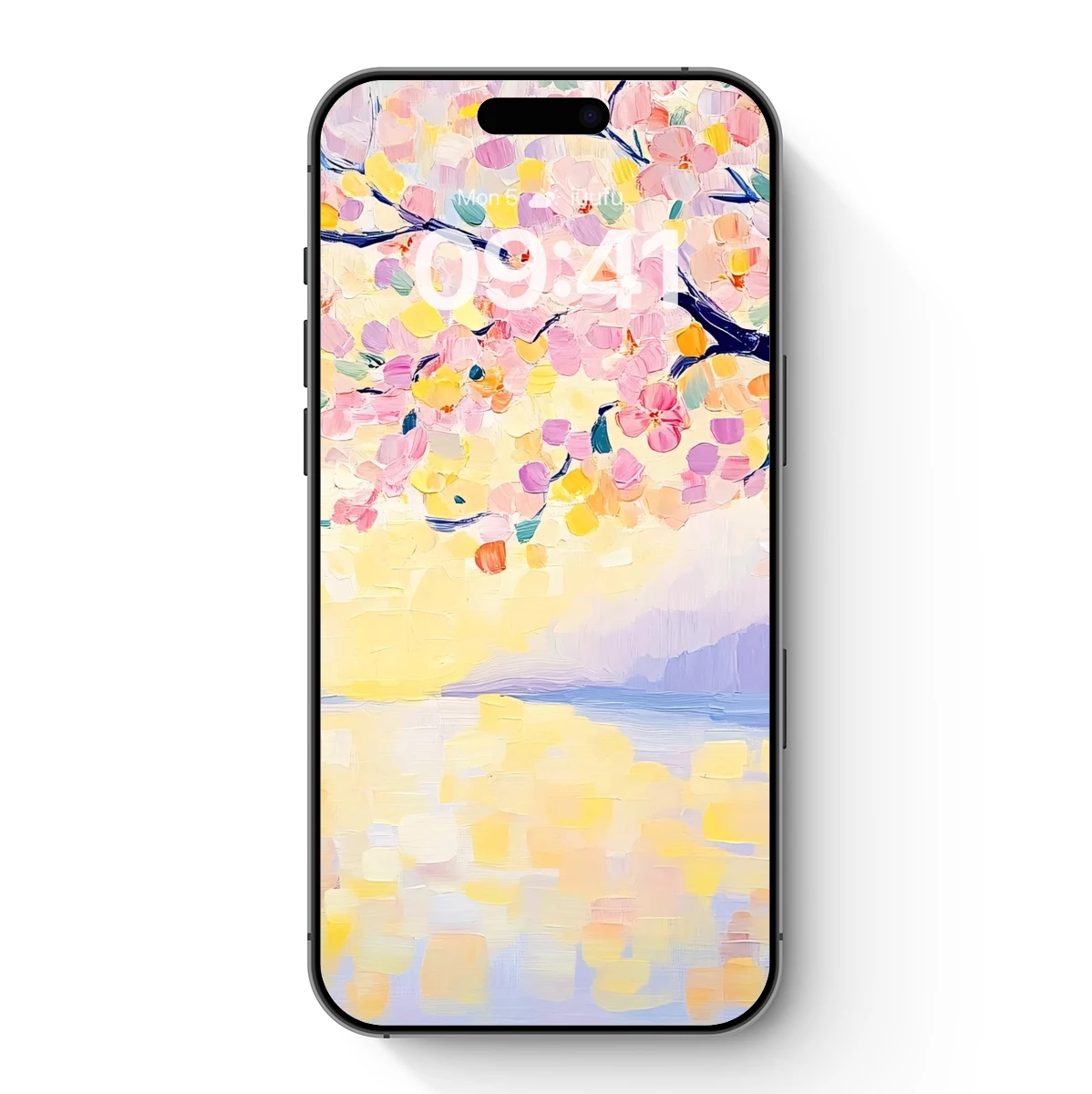 Cherry Blossom Reflection: Impressionist Lake Serenity