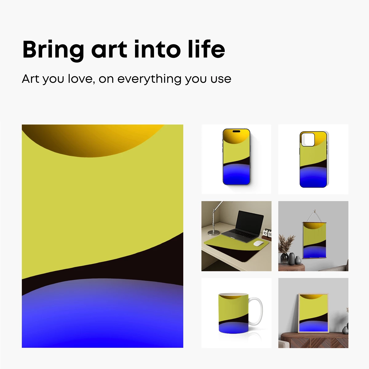 Abstract Horizon: Yellow and Blue Fusion - Image 2