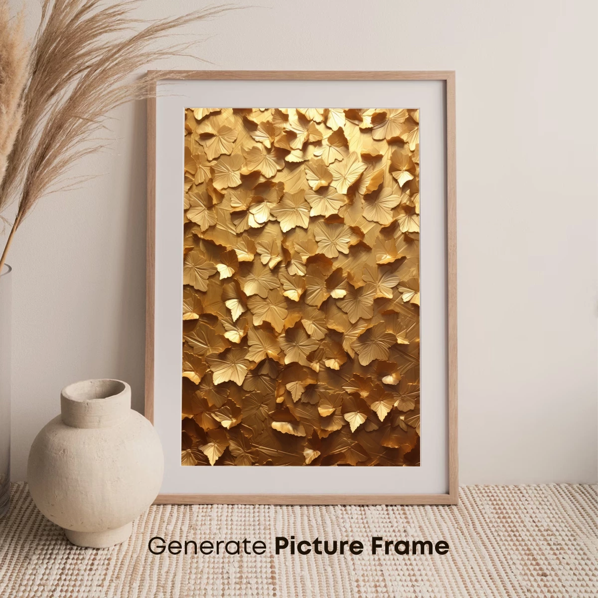 Golden Ginkgo Symphony: Textured Leaf Artistry - Image 7