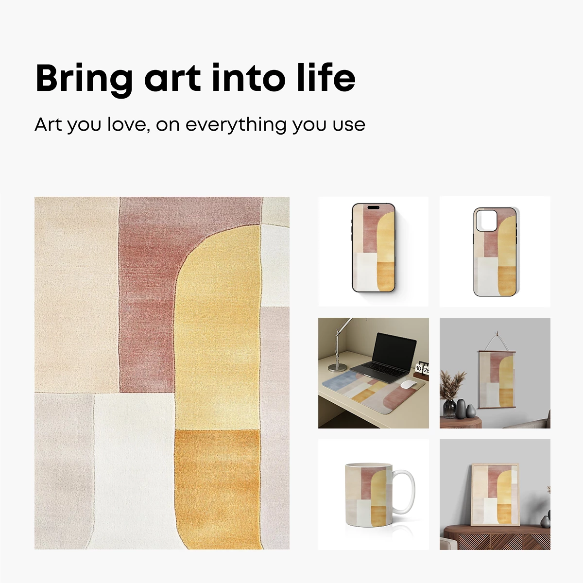 Abstract Geometric Harmony: Soft Tones and Curved Forms - Image 2
