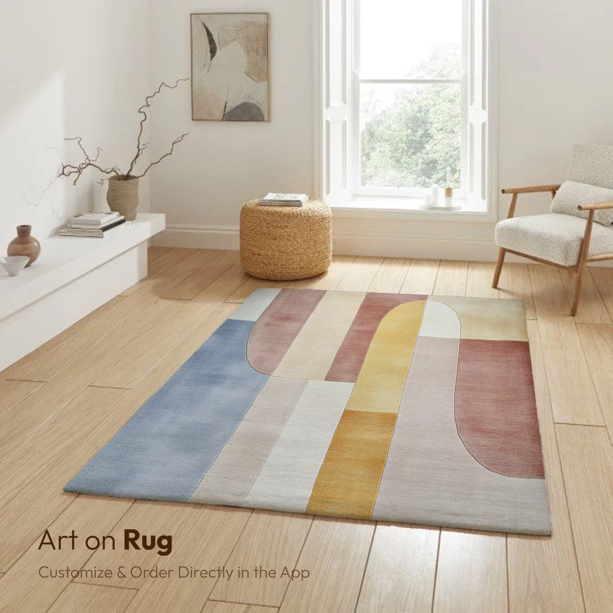 Abstract Geometric Harmony: Soft Tones and Curved Forms - Image 6