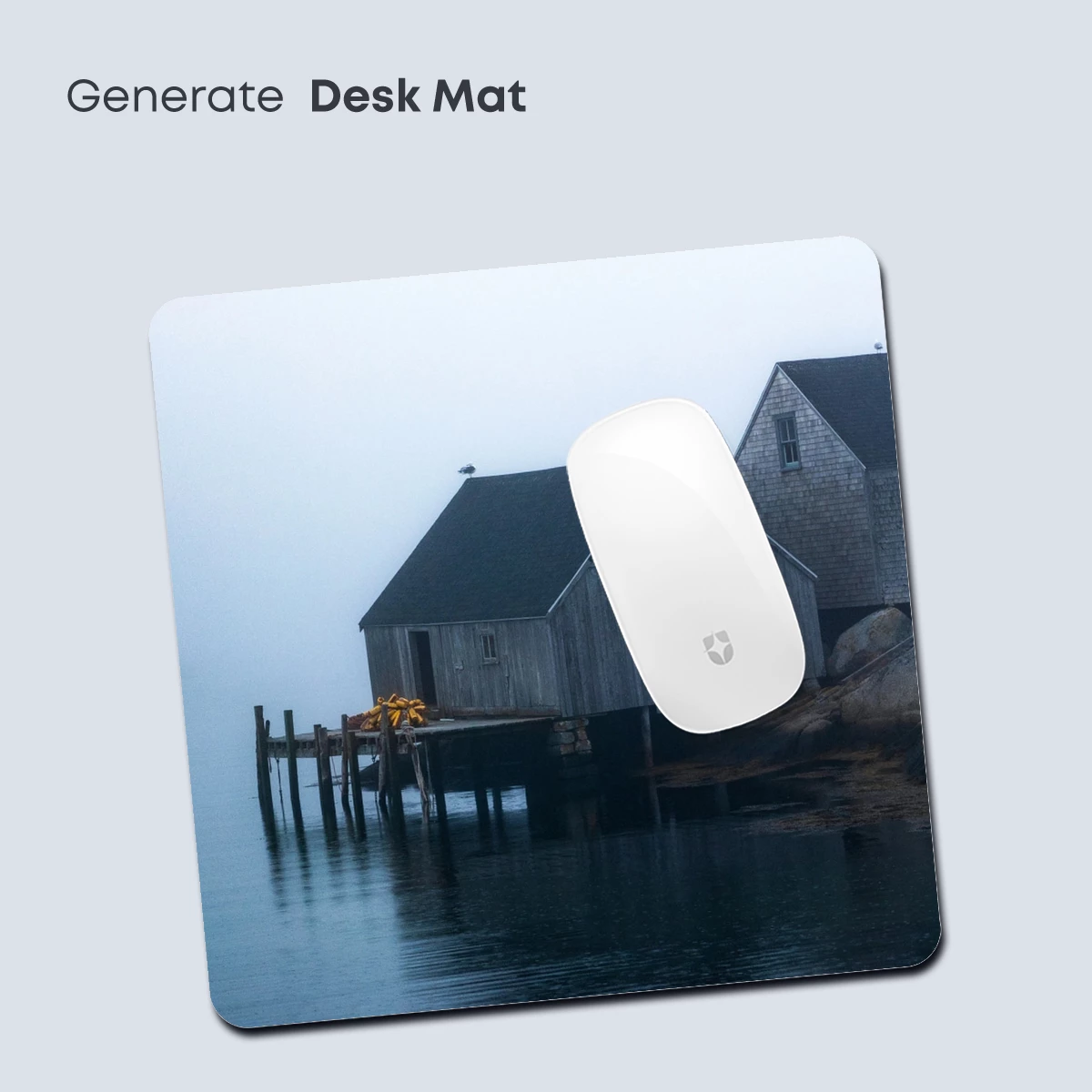 Foggy Harbor Hues: Serene Wooden Sheds - Image 4