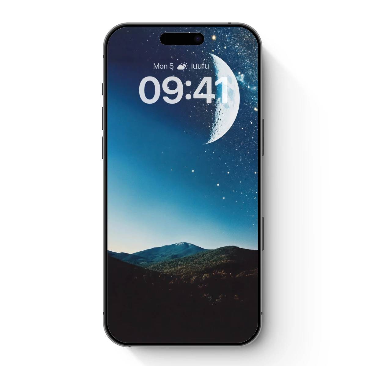 Lunar Serenity: Mountain Landscape Under a Celestial Moon