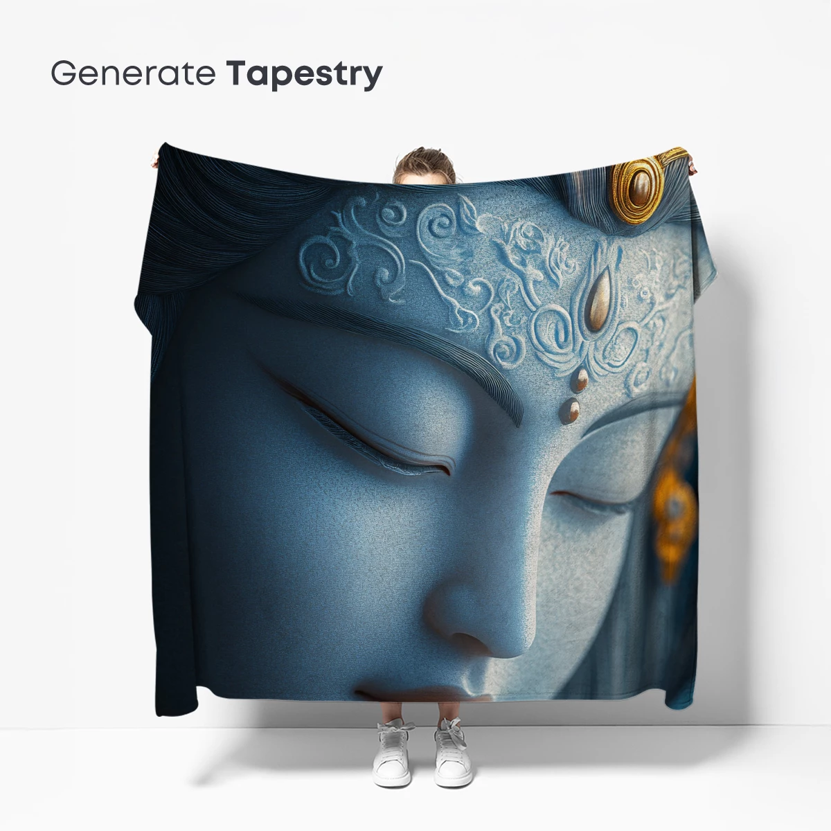 Ethereal Divinity: Blue-Hued Serenity in Ornate Detail - Image 5