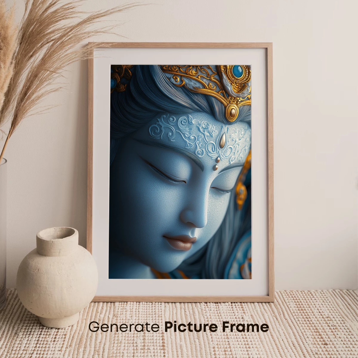 Ethereal Divinity: Blue-Hued Serenity in Ornate Detail - Image 7