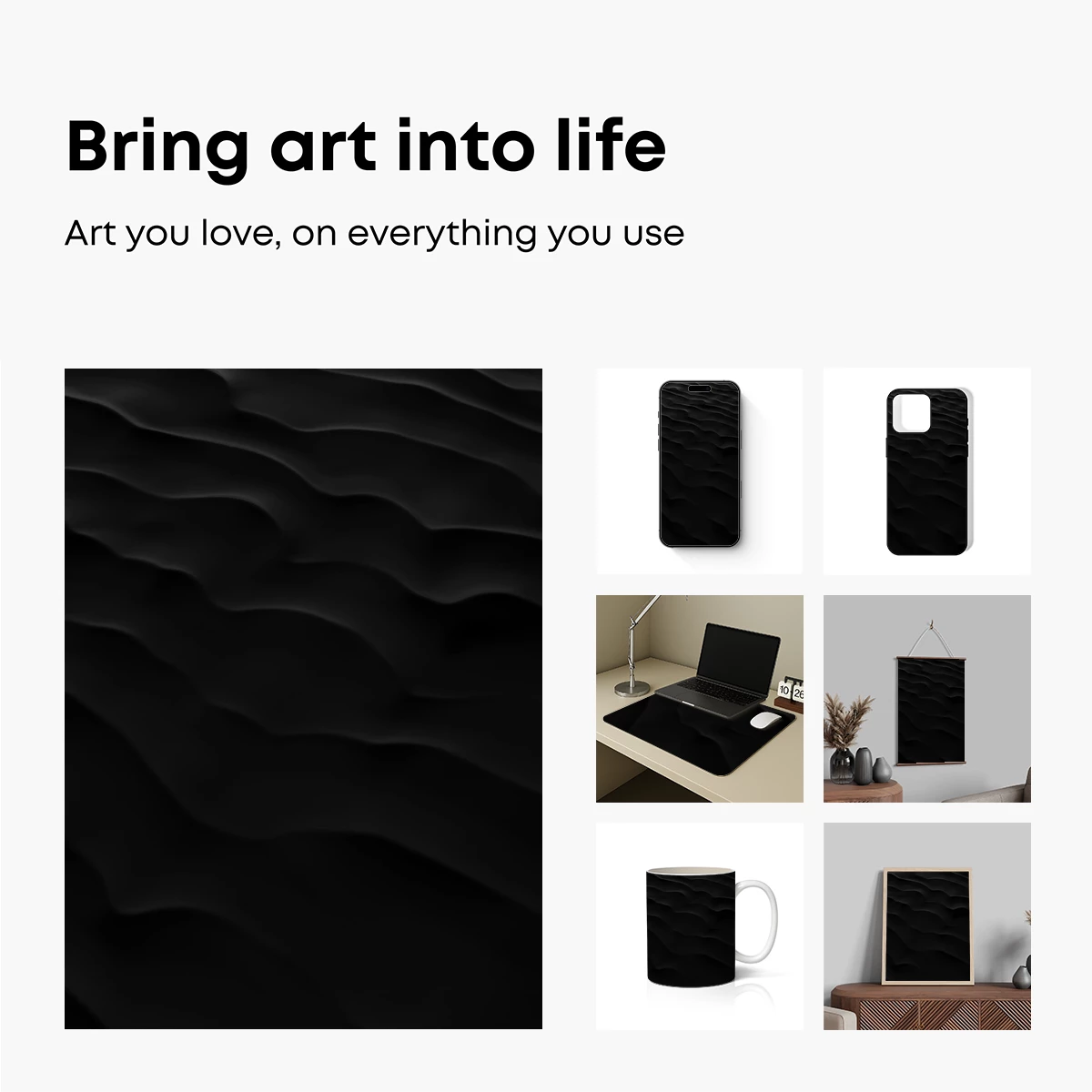 Ethereal Black Waves: A Study in Shadow and Form - Image 2