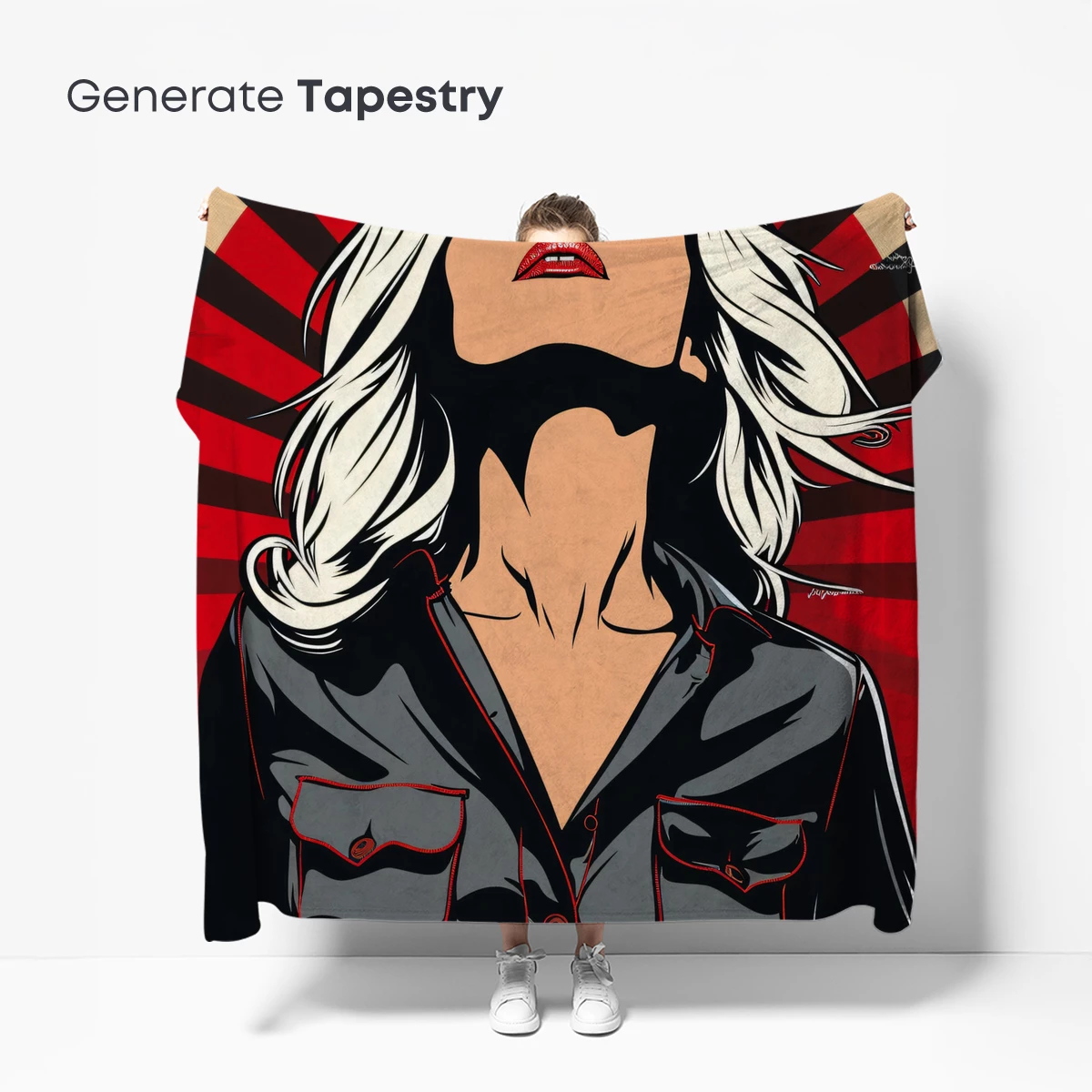 Bold Pop Art Rebel: White Hair, Black Leather - Image 5