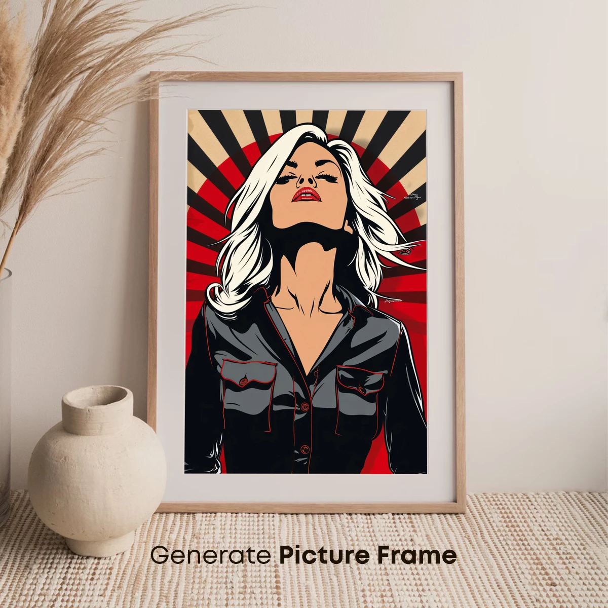 Bold Pop Art Rebel: White Hair, Black Leather - Image 7