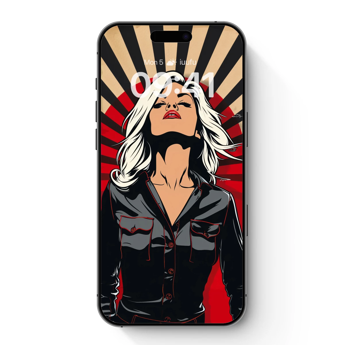 Bold Pop Art Rebel: White Hair, Black Leather