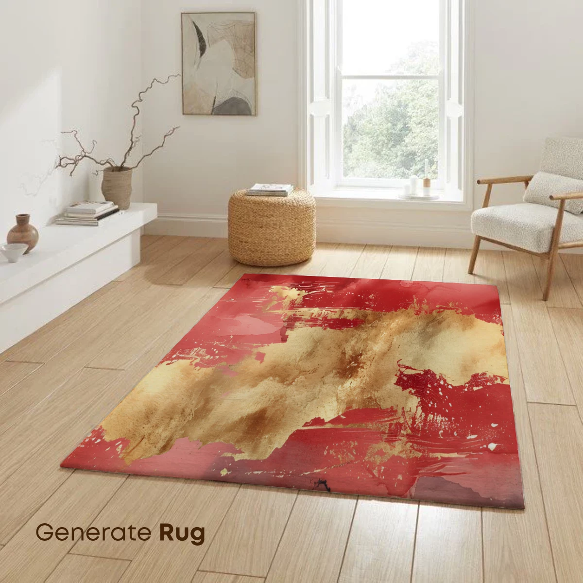 Crimson Canvas: Abstract Fusion of Gold and Red - Image 6