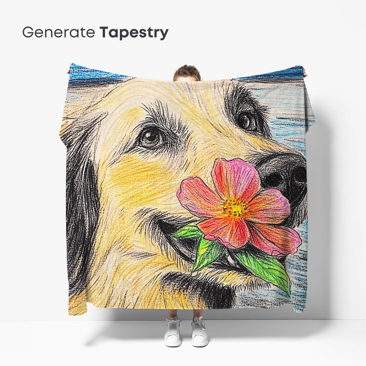 Canine Bloom: Golden Retriever with Rose - Image 5