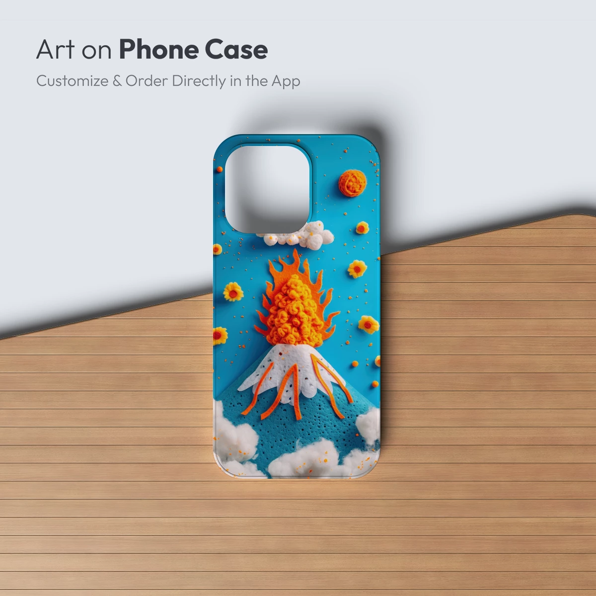 Felt Volcano Eruption with Floral Sky - Image 3