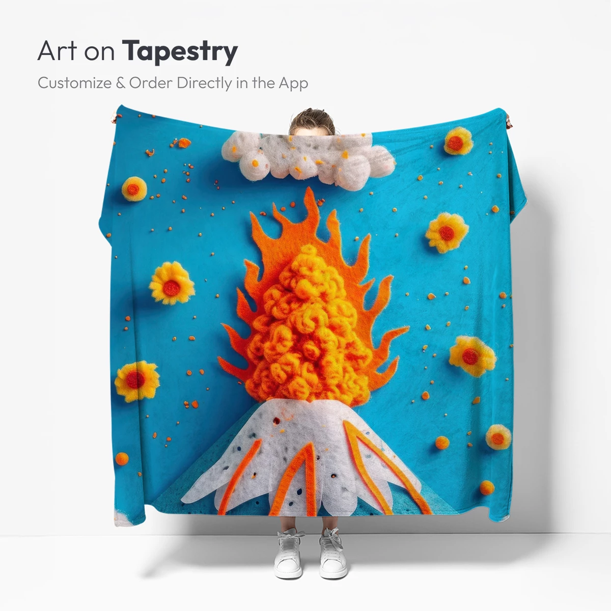 Felt Volcano Eruption with Floral Sky - Image 5