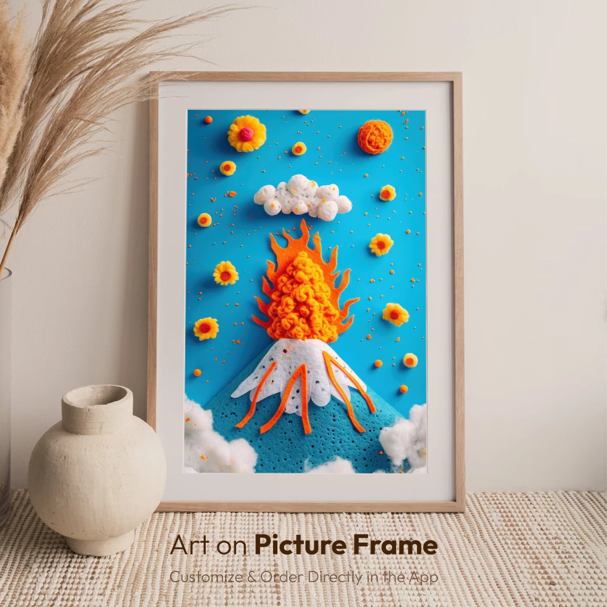 Felt Volcano Eruption with Floral Sky - Image 7