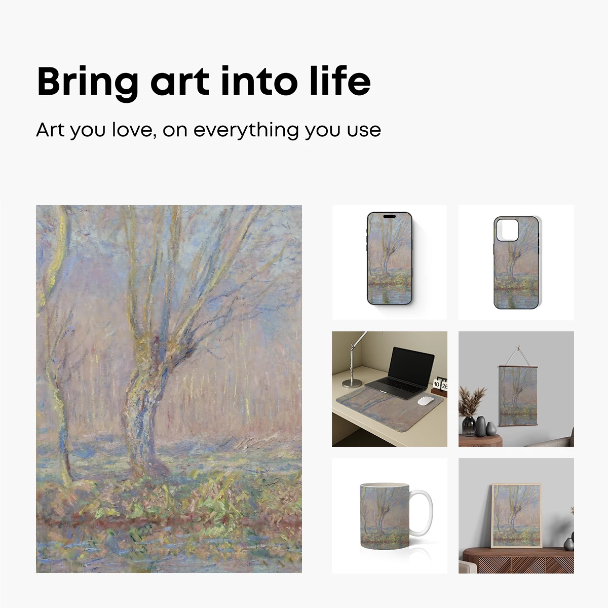 Impressionist Willow: Monet's Misty Riverbank - Image 2