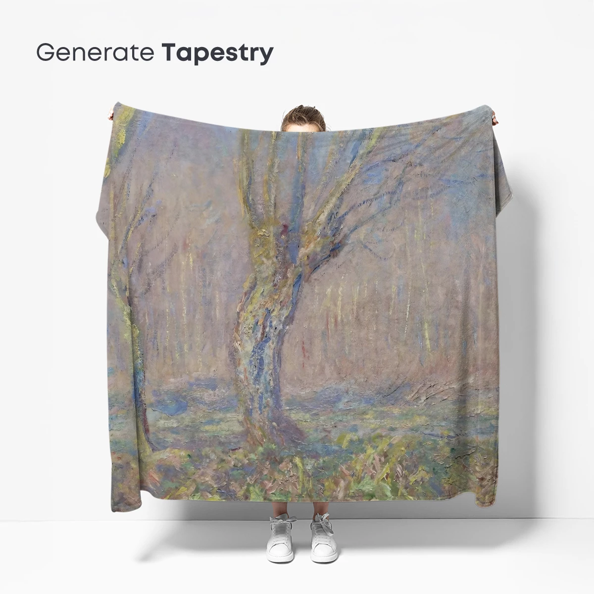 Impressionist Willow: Monet's Misty Riverbank - Image 5