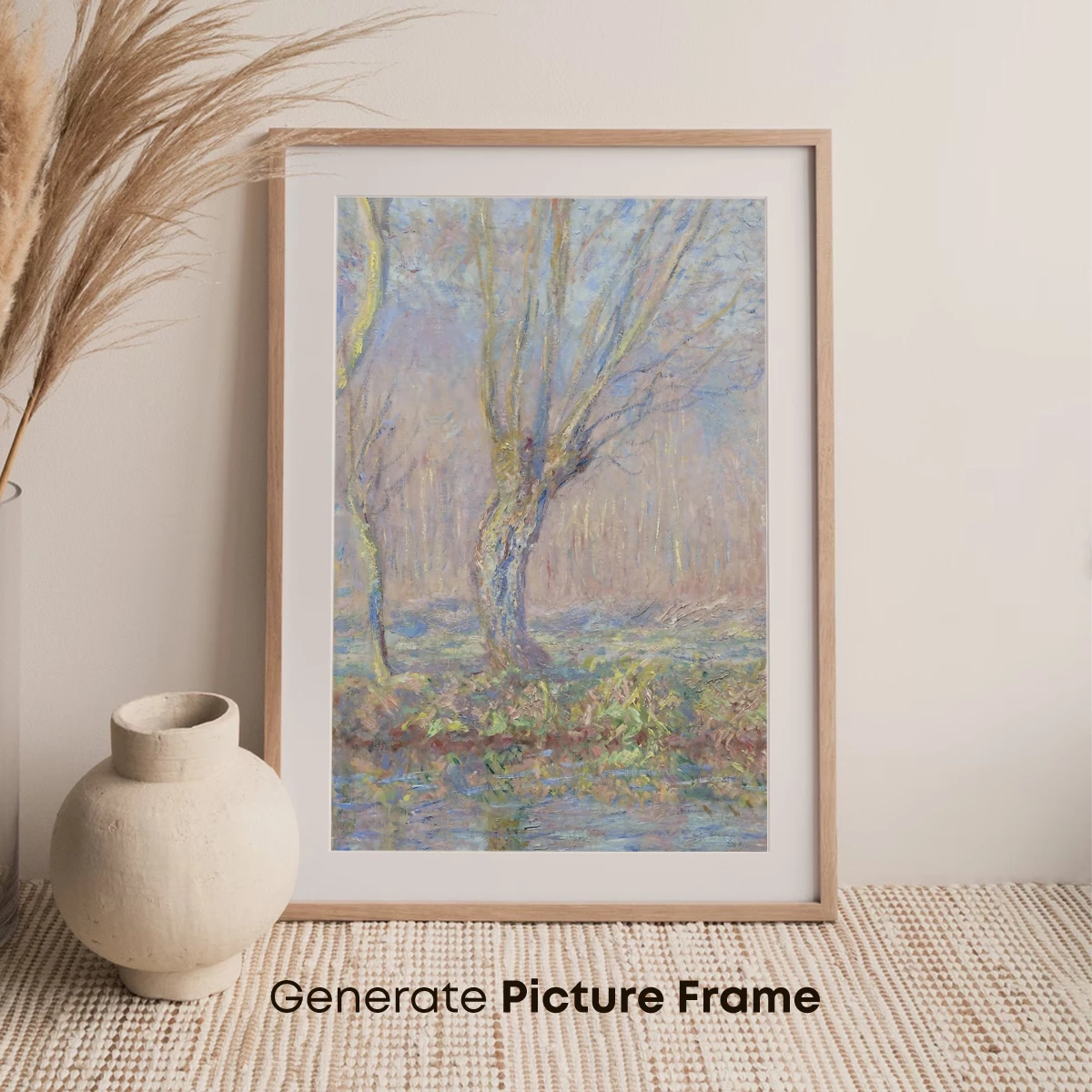 Impressionist Willow: Monet's Misty Riverbank - Image 7