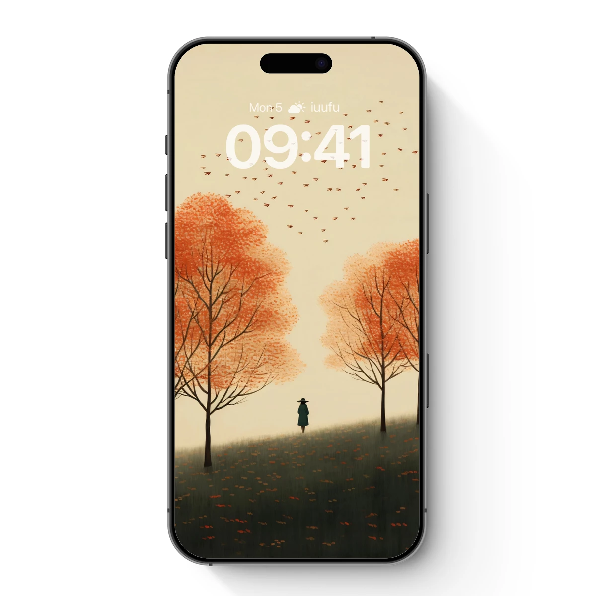 Autumn Solitude: A Lone Figure Amidst Crimson Trees