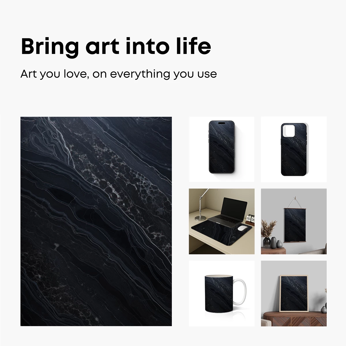 Eternal Night Veins: Dark Marble Elegance - Image 2