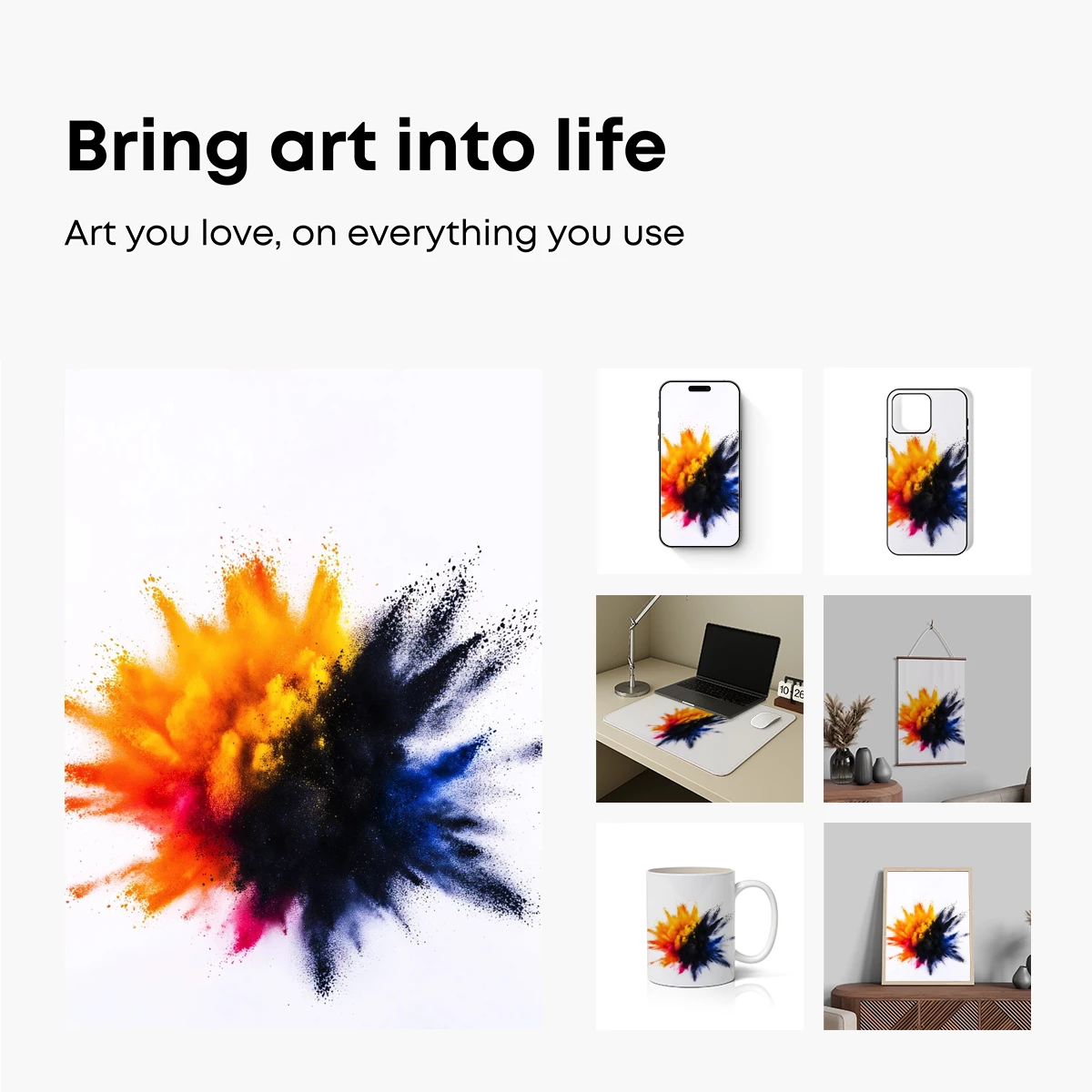 Explosive Color Burst: Dynamic Powder Art