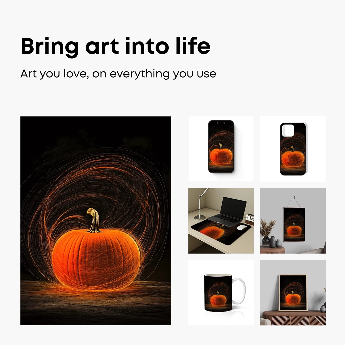 Glowing Pumpkin with Ethereal Swirls - Image 2