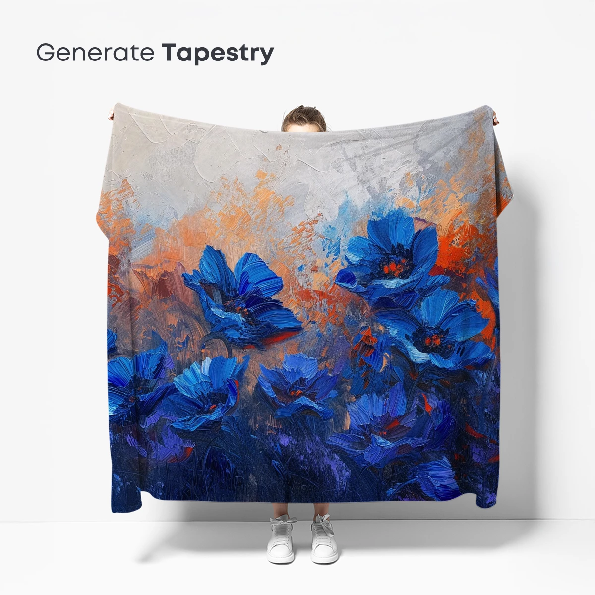 Blue Floral Symphony in Abstract Expressionism - Image 5
